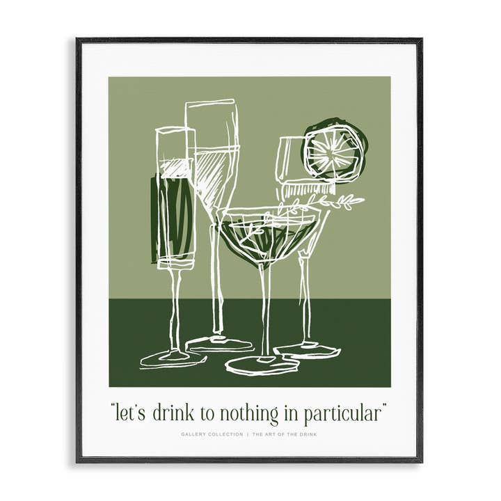 Grüner Getränketoast-Spruch - Gerahmte Wandkunst für den Großhandel von Stupell Industries
