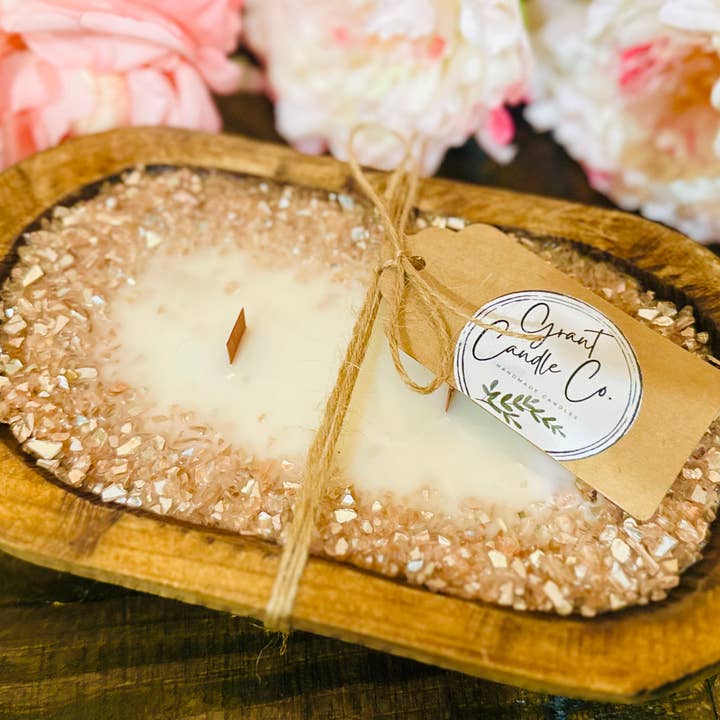 Bougie de soja Crystal Dough Bowl - Cachemire au beurre de cacao pour la vente par Grant Candle Co.