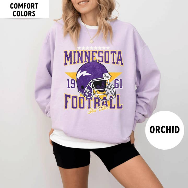 Minnesota Football Sweatshirt Vintage Vikes Sweatshirt for wholesale by TheKingShirt