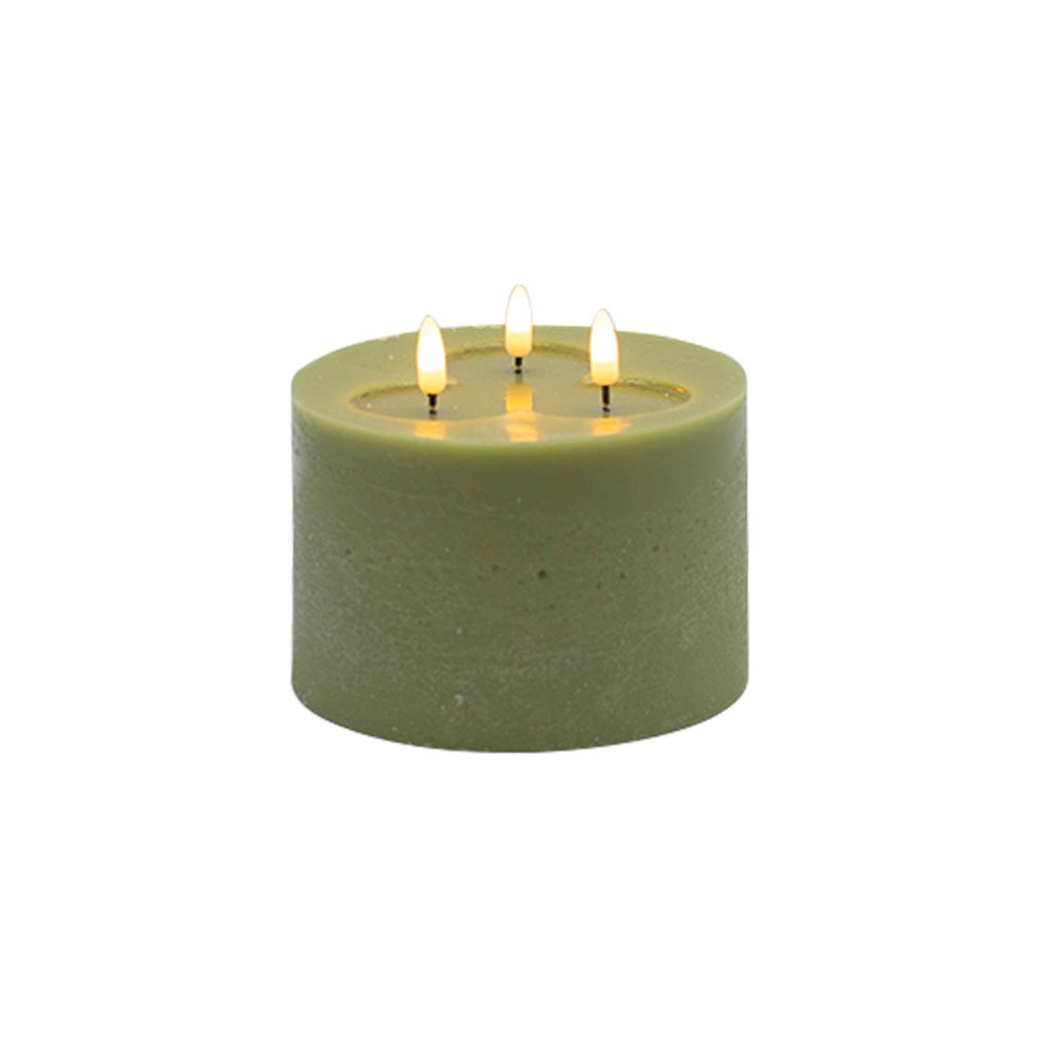3 wick Small Green Flameless Candle for wholesale on Faire0