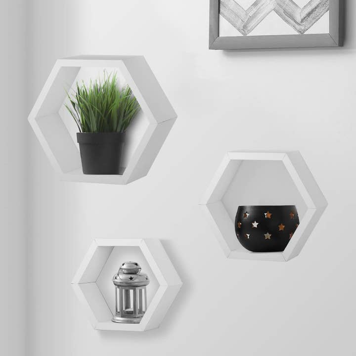 Above Edge - Wholesale Wall Mounted Shelf - Hexagonal Shaped Floating Shelves