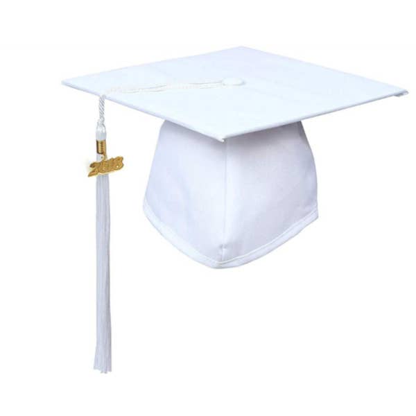 Cappuccio e nappa da laurea bianco opaco per la vendita all'ingrosso da parte di Cap and Gown Direct