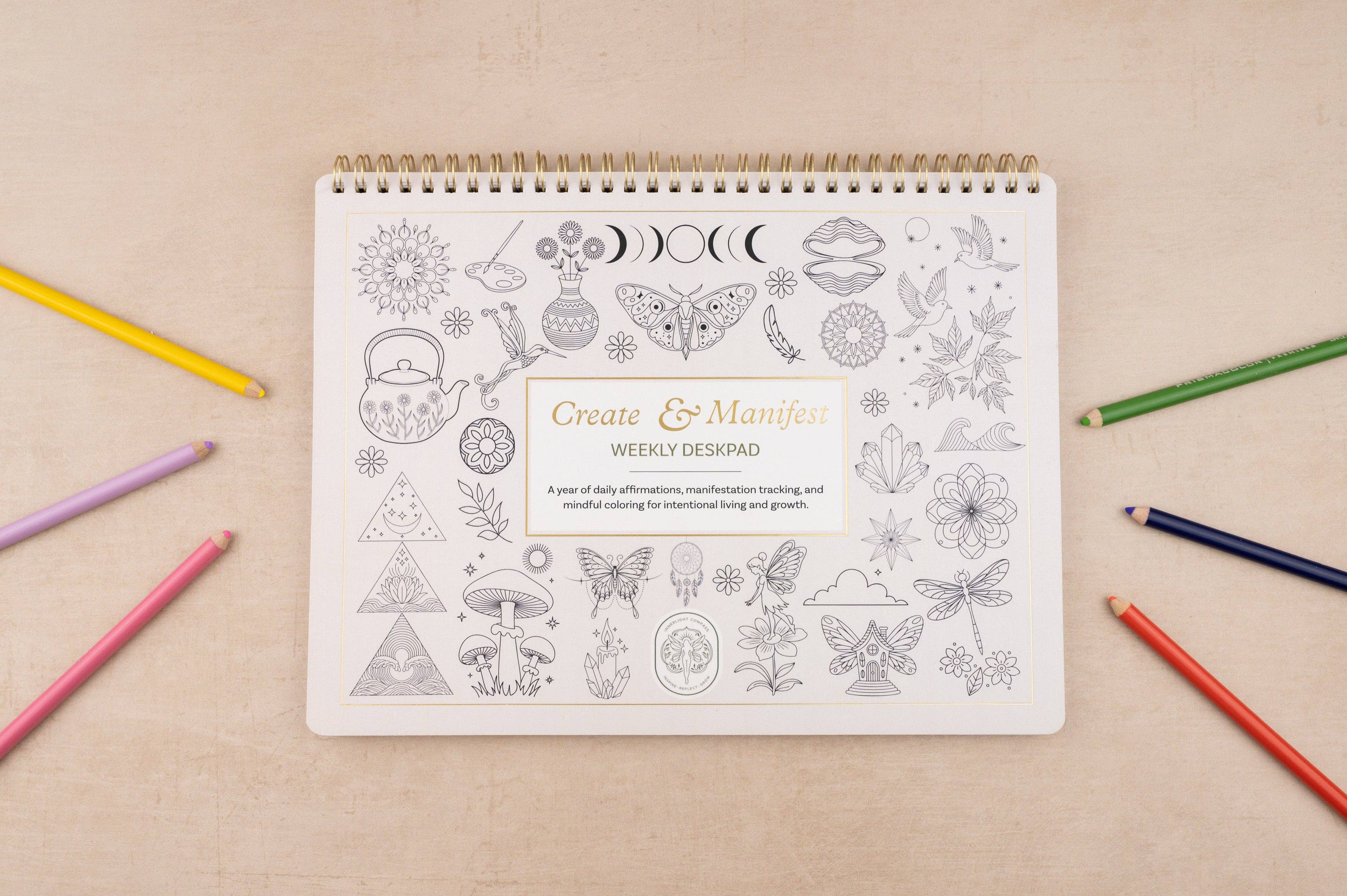 Innerlight Compass - Wholesale Notepad - Undated Manifestation Planner with Affirmations & Coloring1