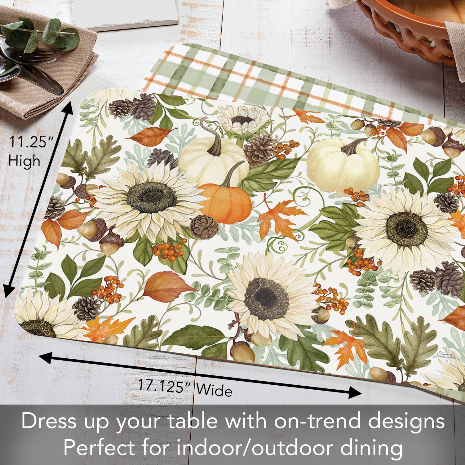 CounterArt/Highland Home/Thirstystone/CoasterStone - Wholesale Placemat - Farmhouse Fall omkeerbare rechthoekige kunststof placemat4