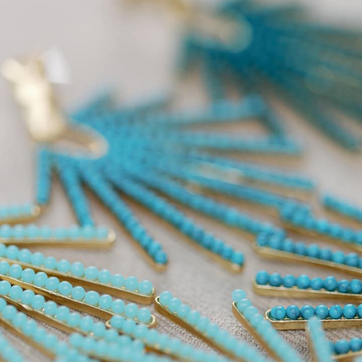 St Armands Designs of Sarasota - Wholesale Dangle Earrings - Turquoise Sunburst Statement Drop Earrings