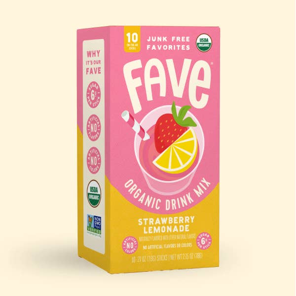Fave Organic Drink Mix Strawberry Lemonade 10ct for wholesale by Fave