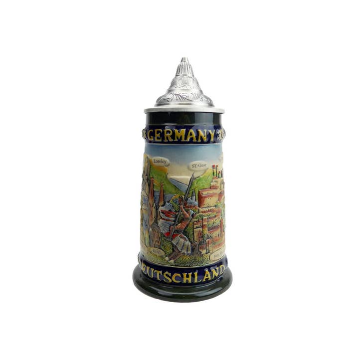 European Heritage Gifts - Wholesale Beer Glass/Mug - Legends of Germany Collectible German Beer Stein with Metal