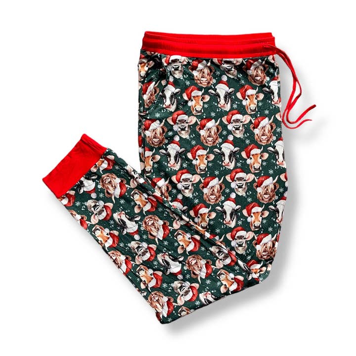 Mooey Christmas Adult Joggers for wholesale by Rosie River
