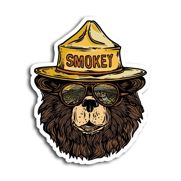 Smokey Groovy Bear Sticker for wholesale by Wild Tribute