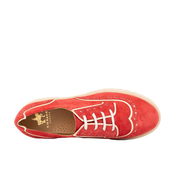 Embassy London – wholesale Brogue shoes – Women's – Artisan - Red & Cream - Women's leather lace-up shoe with brogue detailing5