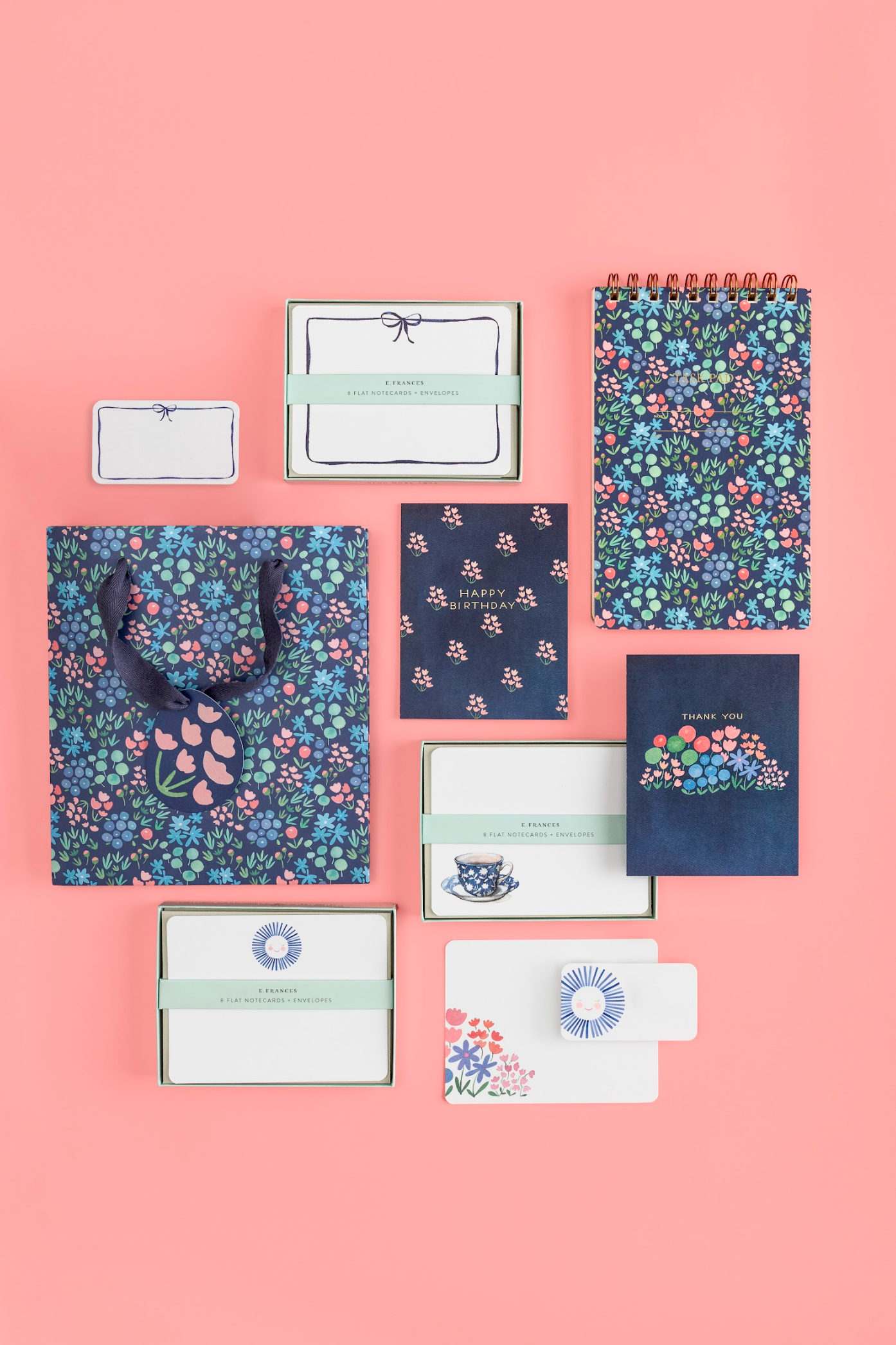 E. Frances Paper - Wholesale Birthday Card - Dainty Block Print Navy Birthday Greeting Card 2