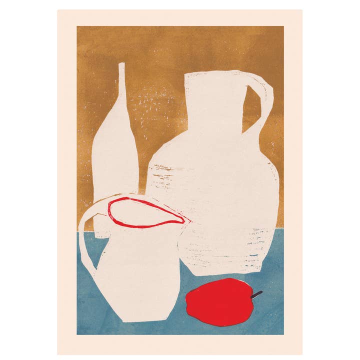 Art Print 'White Vessels, Red Apple' Wall Art for wholesale by Luiza Holub
