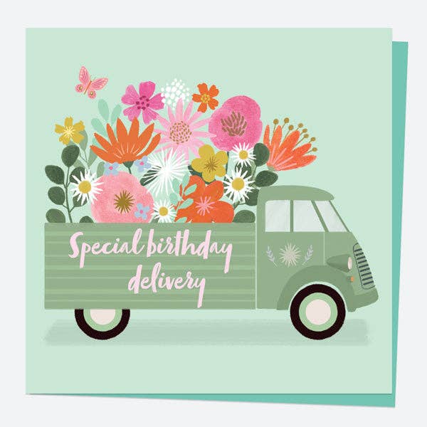 General Birthday Card - Beautiful Blooms - Van - Birthday Delivery for wholesale by Dotty About Paper
