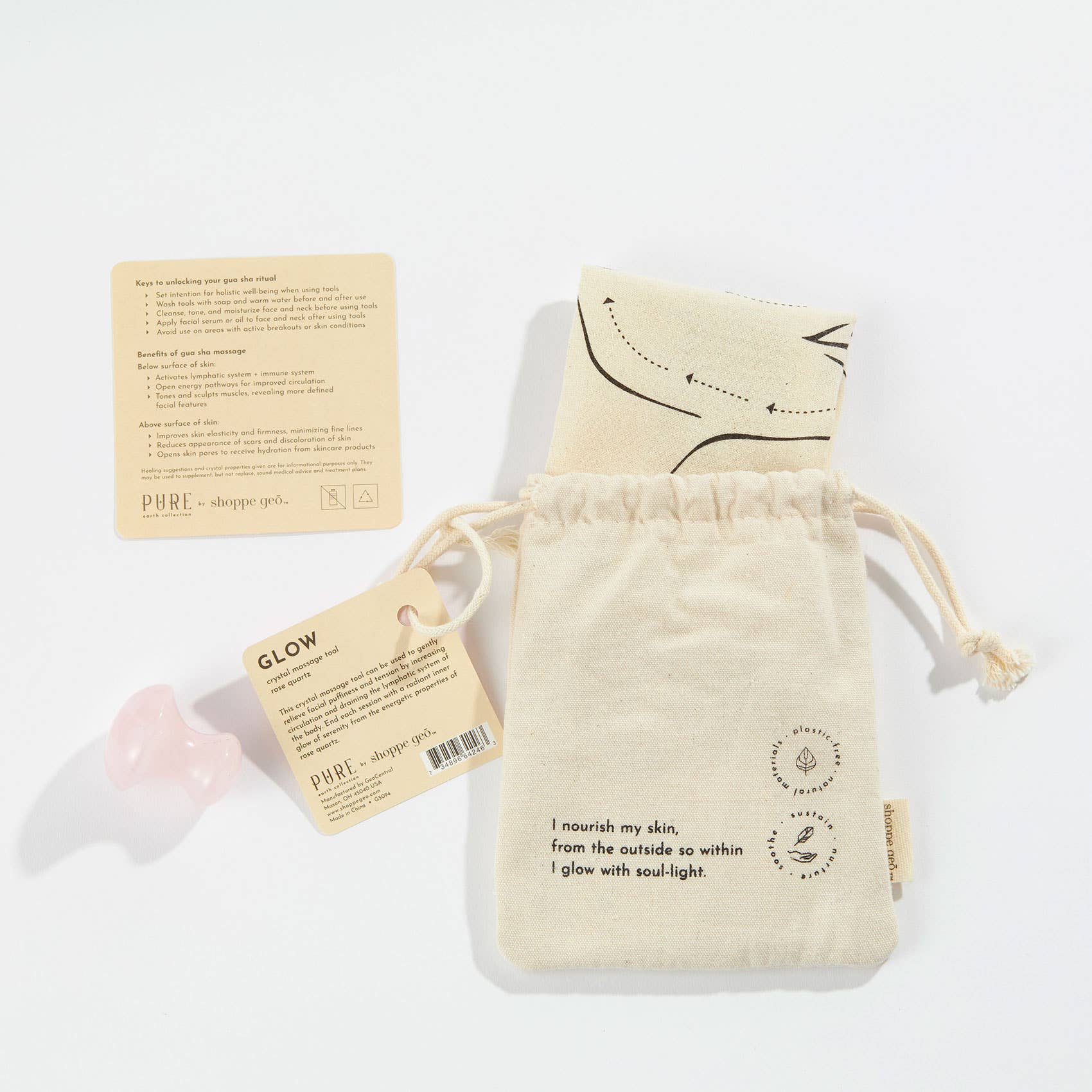 GeoCentral – wholesale Gua Sha tool – GLOW Gua Sha Crystal Massage Tool - Plastic Free6