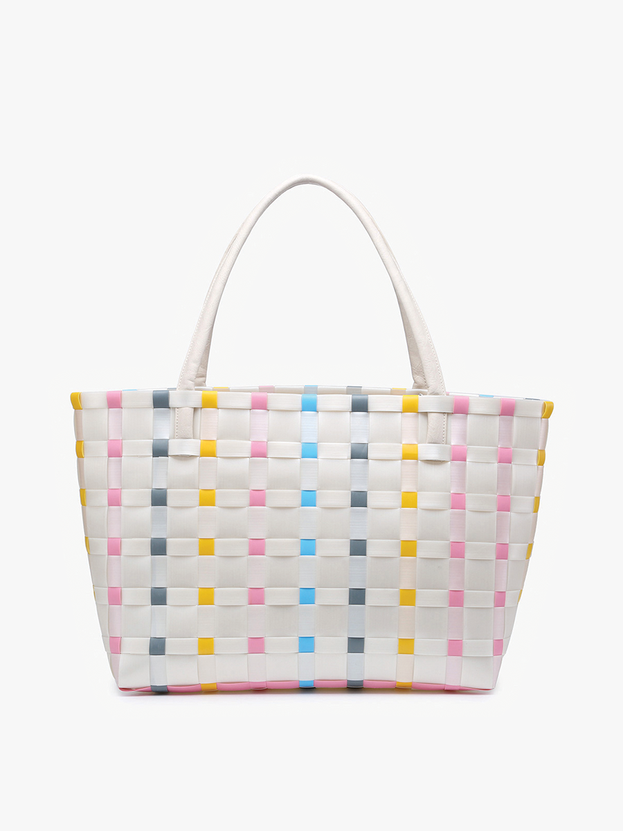 Jen & Co. – wholesale Bärkasse - Dam – M2334 Abigail Basketweave Tote med remmar i veganskt läder3