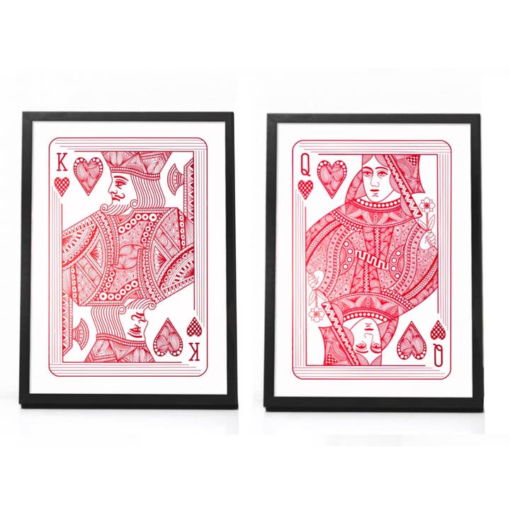 Estampado de papel de rey y reina de corazones para venta al por mayor de Cooper Calligraphy Art
