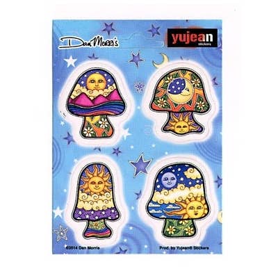Dan Morris Mini Mushrooms 4 Pc Set Sticker for wholesale by Gypsy Rose