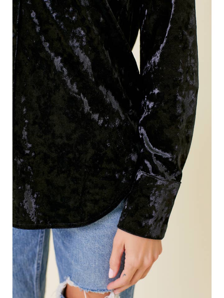 Mystree - Wholesale Button Down Shirt - Women's - 60323 Button Down Velvet Shirt