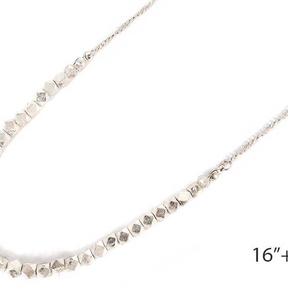 Ketting - Silv korte Octagon W Kraal voor wholesale door Flirt Jewelry