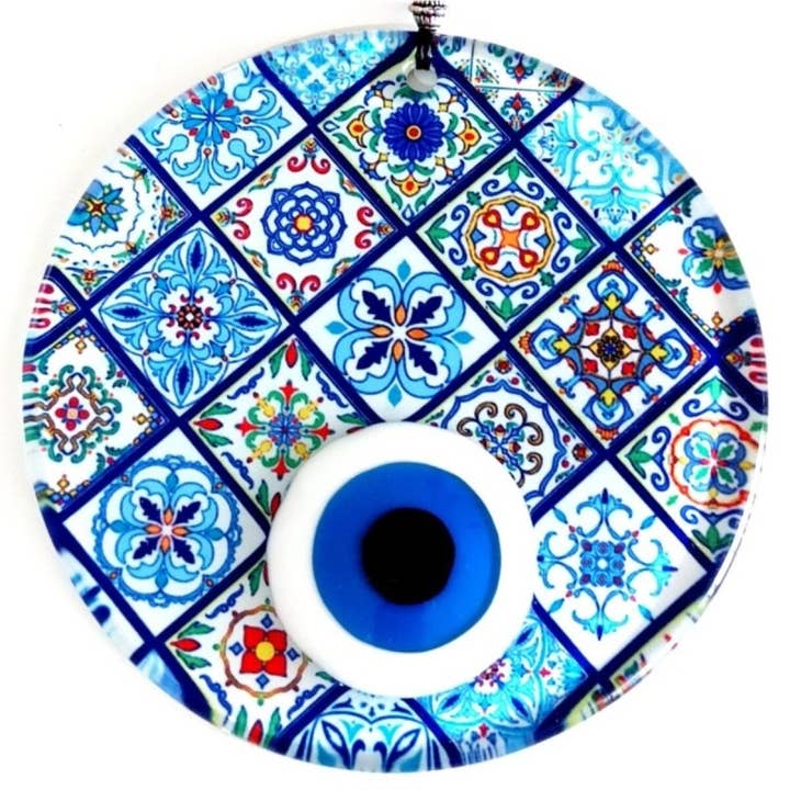 Aladdin - Wholesale Ornament - Mixperi | Mandala Patterned Nazar Bead With Fusion Glass Wall Ornament1