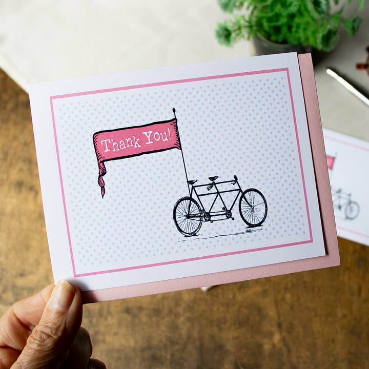 Thank You Card - Tandem Bike for wholesale by Sunshine and Ravioli