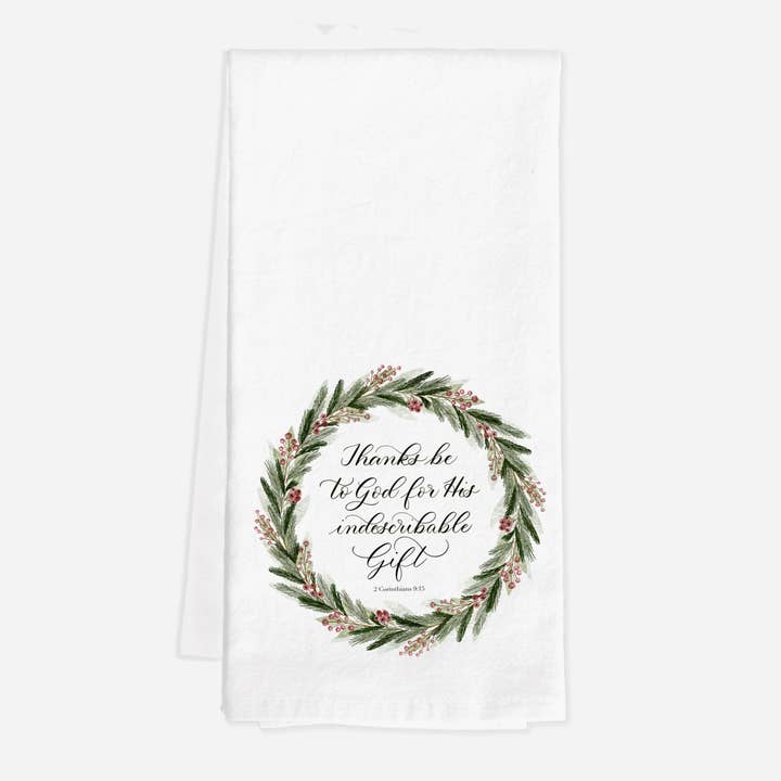 "Thanks be to God" Tea Towels for wholesale by Blue Skies Lettering