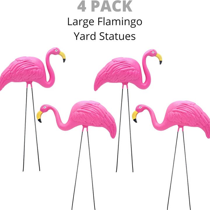 4E's Novelty - Wholesale Outdoor Ornament/Decor - 4 Pink Flamingos Yard Decorations - Large 23 inch Ornament Statues - Outdoor Garden Lawn Flamingo Decor by 4E's Novelty5