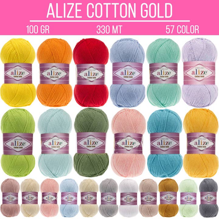 Craftsyarn - Wholesale Yarn - Alize Cotton Gold yarn, Mercerized cotton thread, Amigurumi