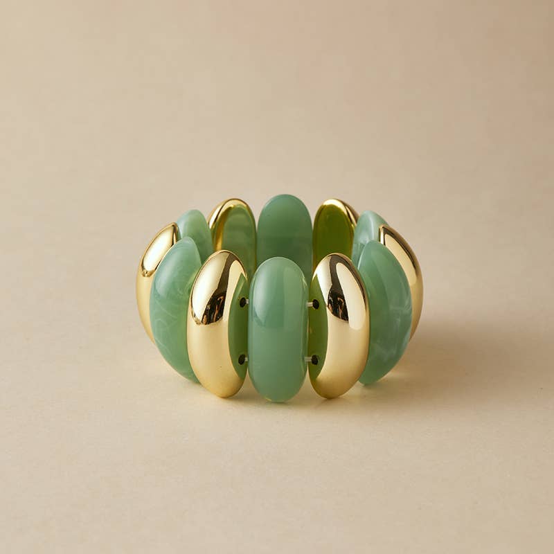 Pretty Persuasions - Wholesale Bangle Bracelet - B25177 Bold Polyresin Oval Link Stretch Bangle Bracelet3