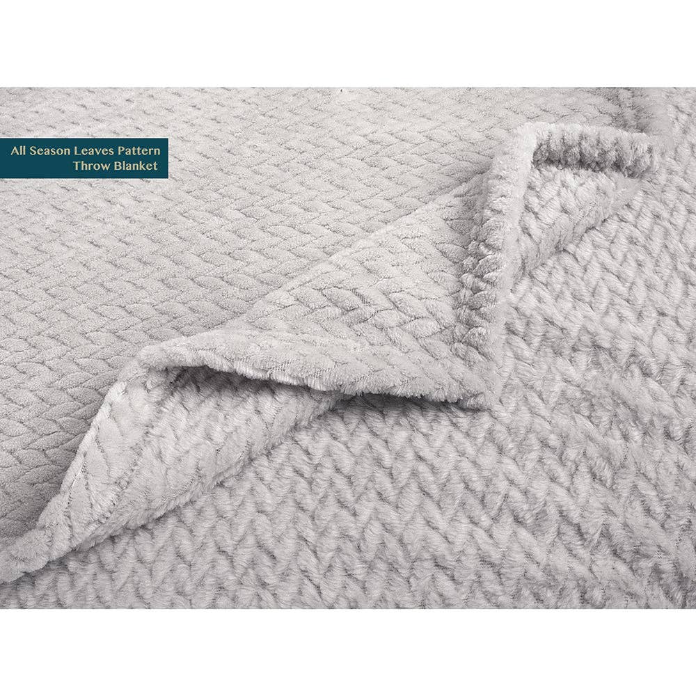 Pavilia – Manta para sofá por atacado – Cobertor de fleece texturizado com estampa de folhas52
