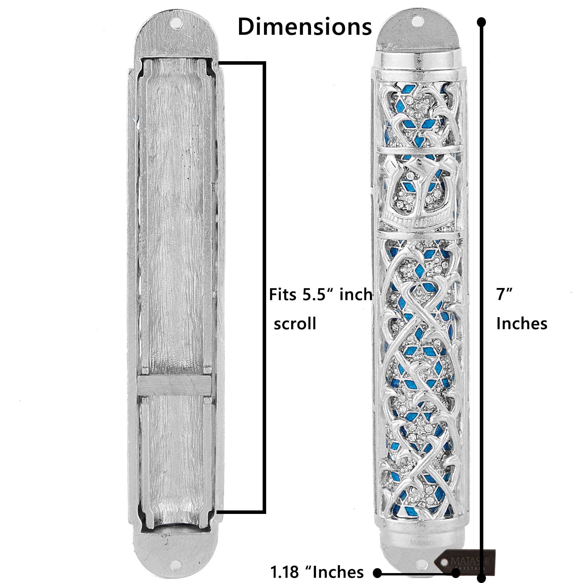 Matashi - Wholesale Decorative Tabletop Object - Matashi Hand Painted Enamel 7'' Mezuzah with Crystals3