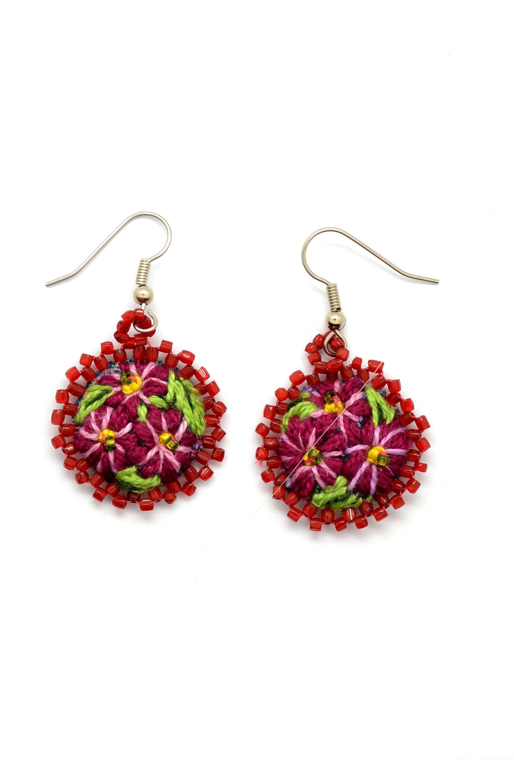 Dunitz & Company - Wholesale Dangle Earrings - Embroidered & Beaded Flower Earrings - Fair Trade Verified6