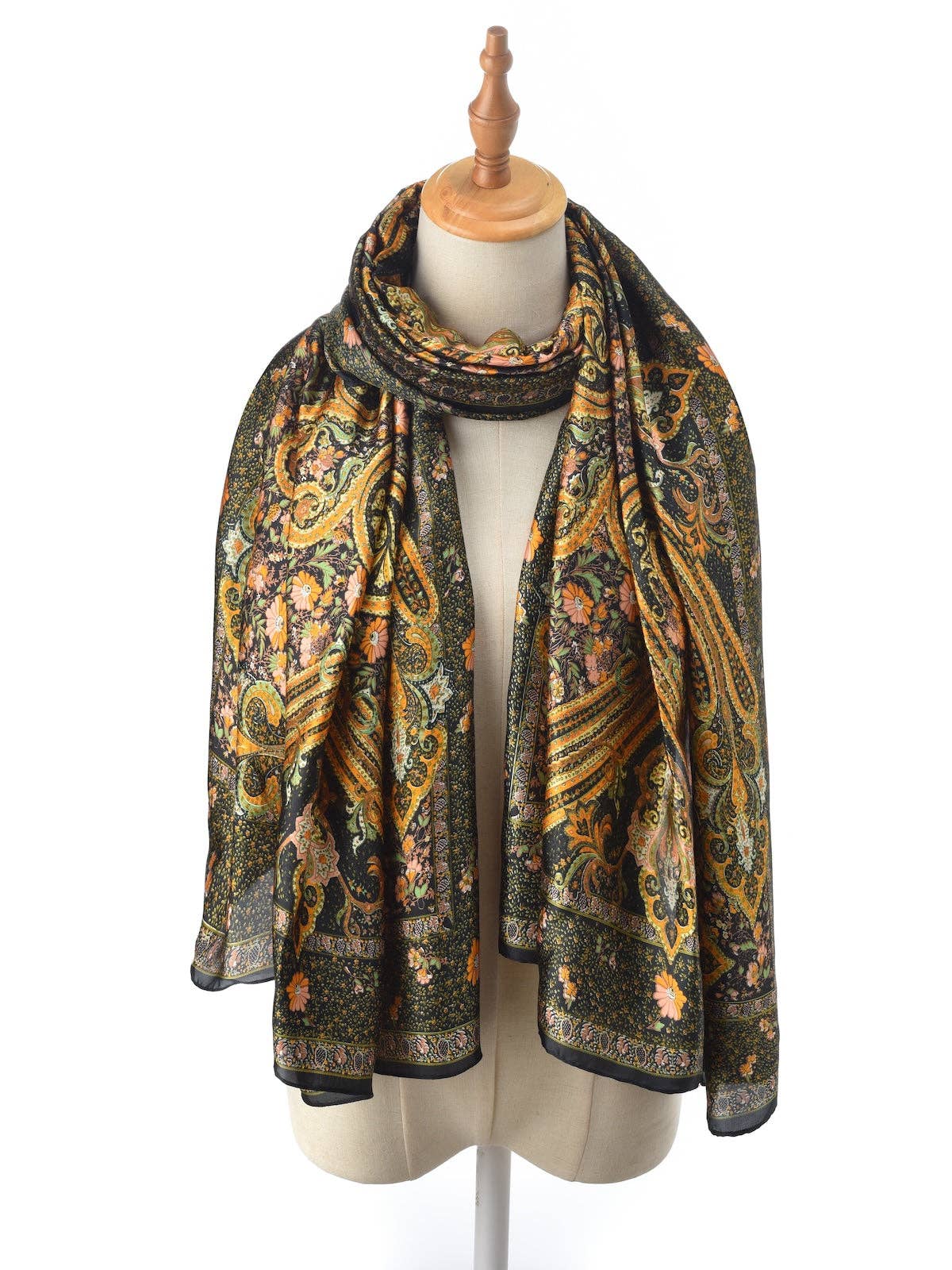 Funkyrel® Atzbranding Limited – Großhandel Schal – Damen – Scarvii – Schwarzer Gold Vintage Rand Schal4