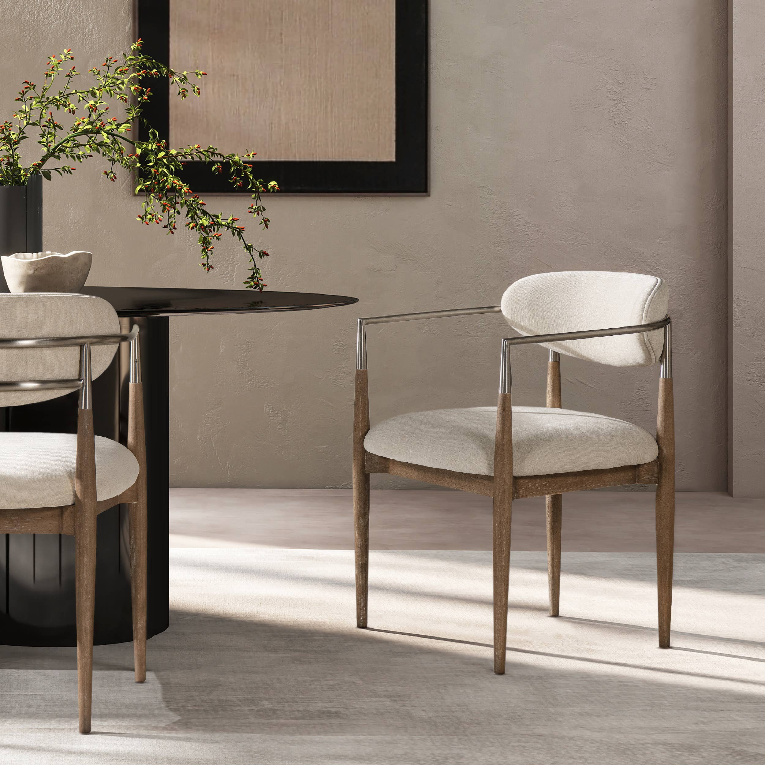 Jennifer Taylor Home - Wholesale Chair - Artemis Mixed Material Upholstered Dining Arm Chair6