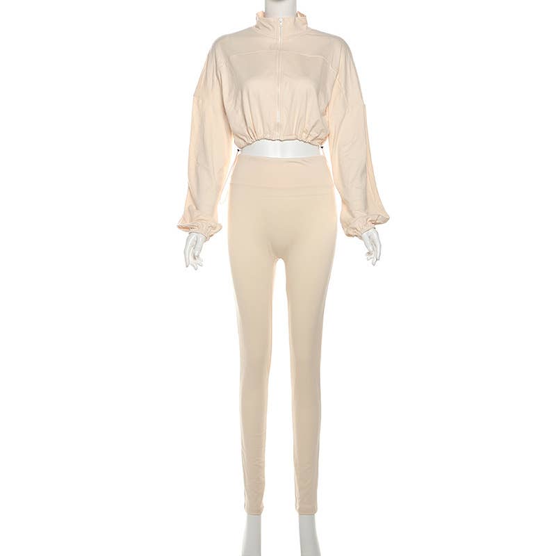 Lily Clothing - Wholesale Top & Pant Set (NOT Loungewear) - Women's - Drawstring Crop Top High Waist Skinny Pants Set41