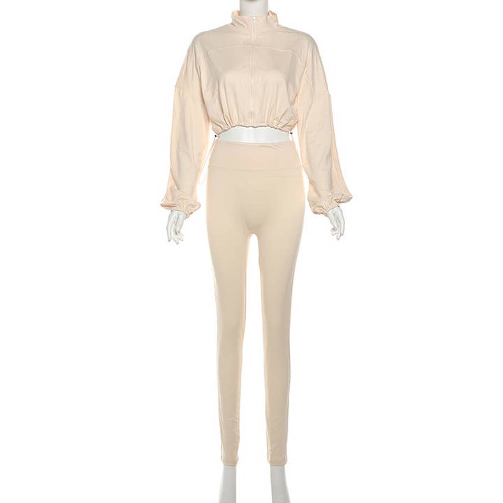 Lily Clothing - Wholesale Top & Pant Set (NOT Loungewear) - Women's - Drawstring Crop Top High Waist Skinny Pants Set41