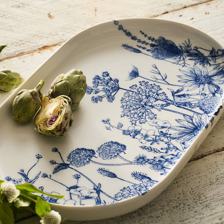 Caskata - Wholesale Platter - Summer Blues Large Coupe Oval Platter