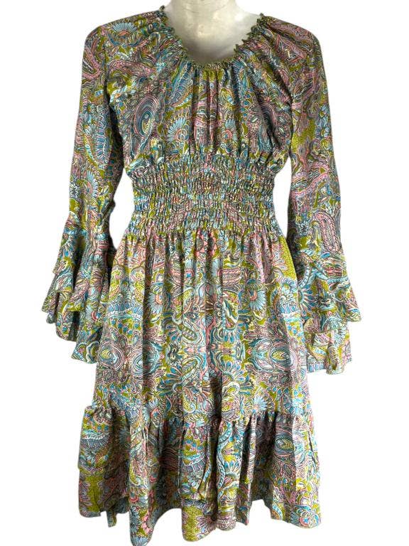 Multicolored Handmade Dress for Women Indian Silk with Ruffles for wholesale on Faire1