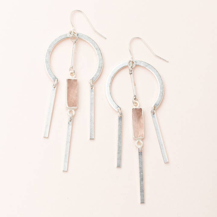 Dream Stone Earring - Rose Quartz/Silver for wholesale by Scout Curated Wears