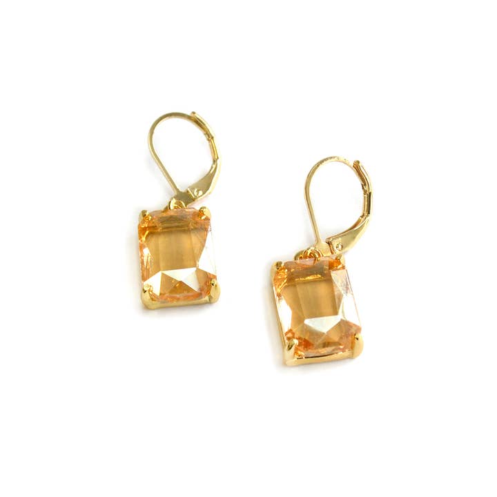 StarryNYC - Wholesale Dangle Earrings - Square Glass Beads Dangle Lever Back Drop Earrings 13