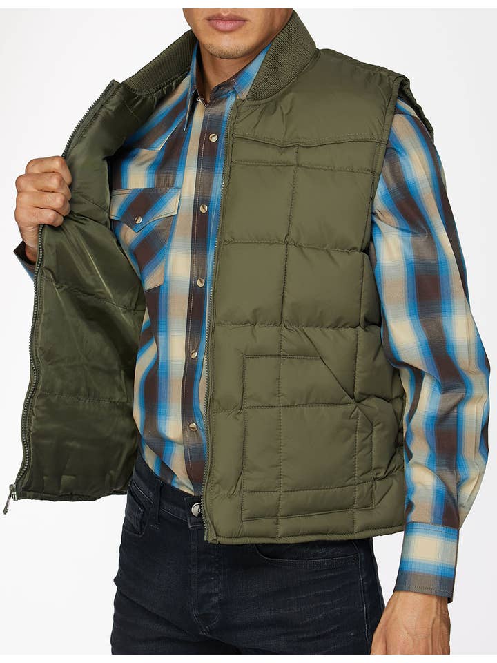 Rodeo Clothing – wholesale Outerwear Vest - Men’s – RODEO CLOTHING Men's Western Nylon vest-Olive3