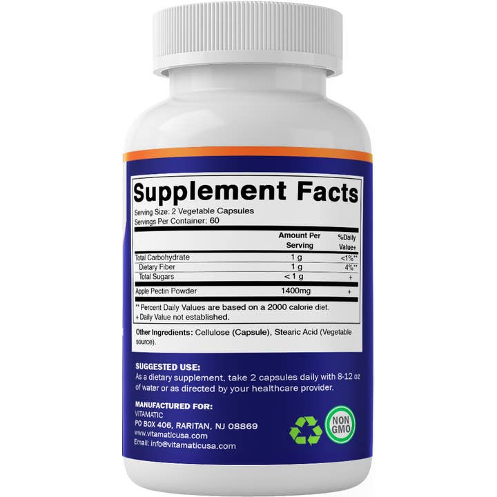 Vitamatic - Wholesale Oral Supplement/Vitamin - Vitamatic | Apple Pectin 700mg | 120 Vegetarian Capsules7