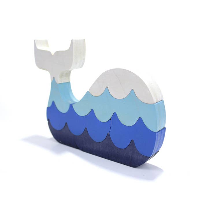 Small Blue Stacking Whale Puzzle and Room Decor for wholesale by Berkshire Bowls