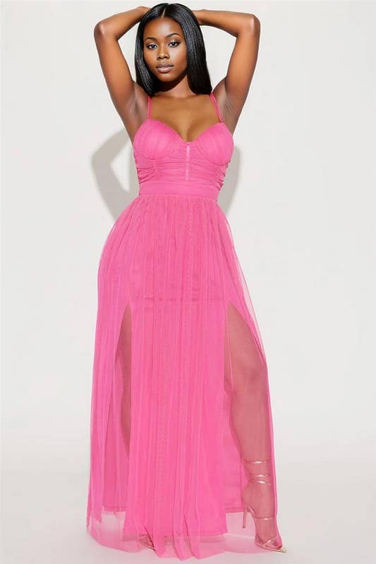 5besties inc - Vente Robe – femme - Robe longue en résille1