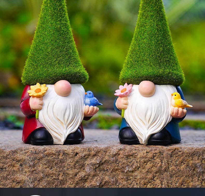 Liffy - Wholesale Garden Gnome - Moss Hat Garden Gnome Resin Figurines Cute Yard Decor3