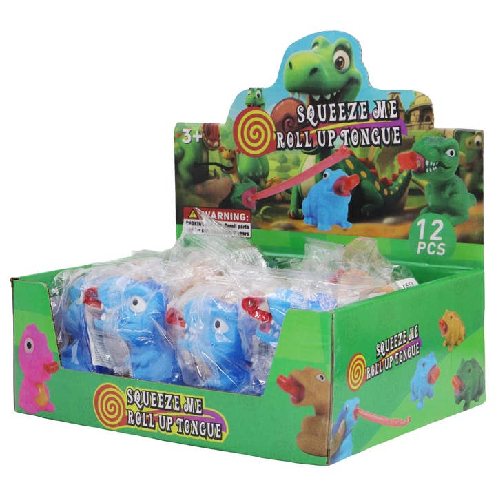 ASSORTED Tongue-out T-rex Dinosaur Squeaky Gag Toy for wholesale on Faire2