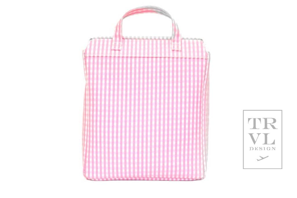 Take Away Lunch Bag - Insulated Gingham Pink for wholesale on Faire1
