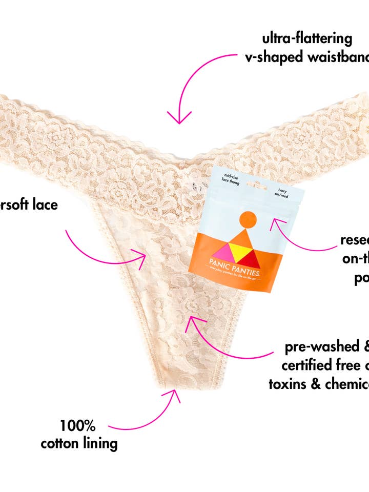 Panic Panties – Engroshandel Undertøj - Dame – Mellemhøj Blonde G-streng - Panik Trusser Til Rejsen13