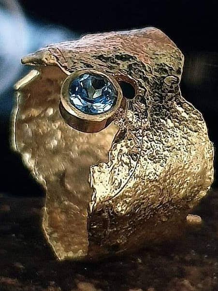 Blue Topaz & Gold Goddess Danu Faerie Tale Ring for wholesale by Caroline Stokesberry-Lee Jewellery Design