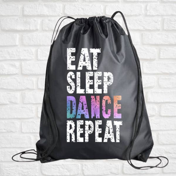 Sportybella - Wholesale Drawstring bag – women's - Dance Nylon Sportybag - Eat Sleep Dance Repeat